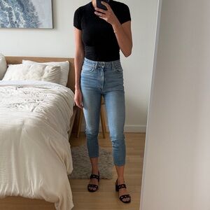 KHAITE Light Blue High-Rise Cropped Vanessa Jeans